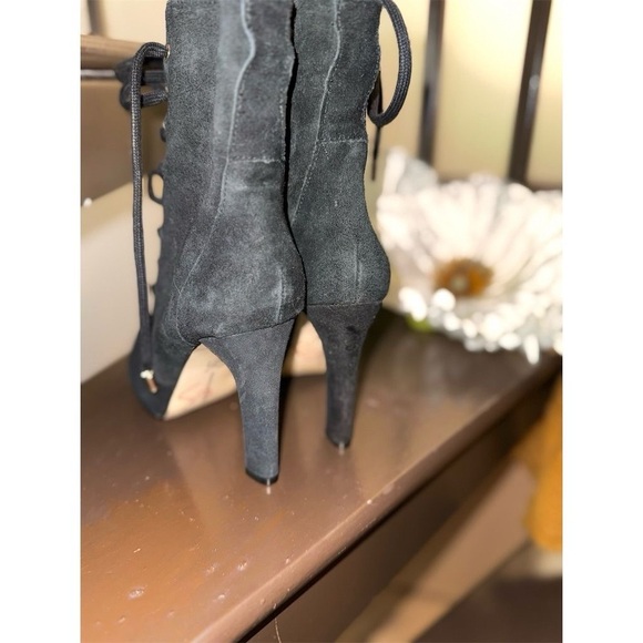 INC Women's Black Lace-Up Suede Boots Size 5.5M Casual Chunky Heel - Picture 9 of 11